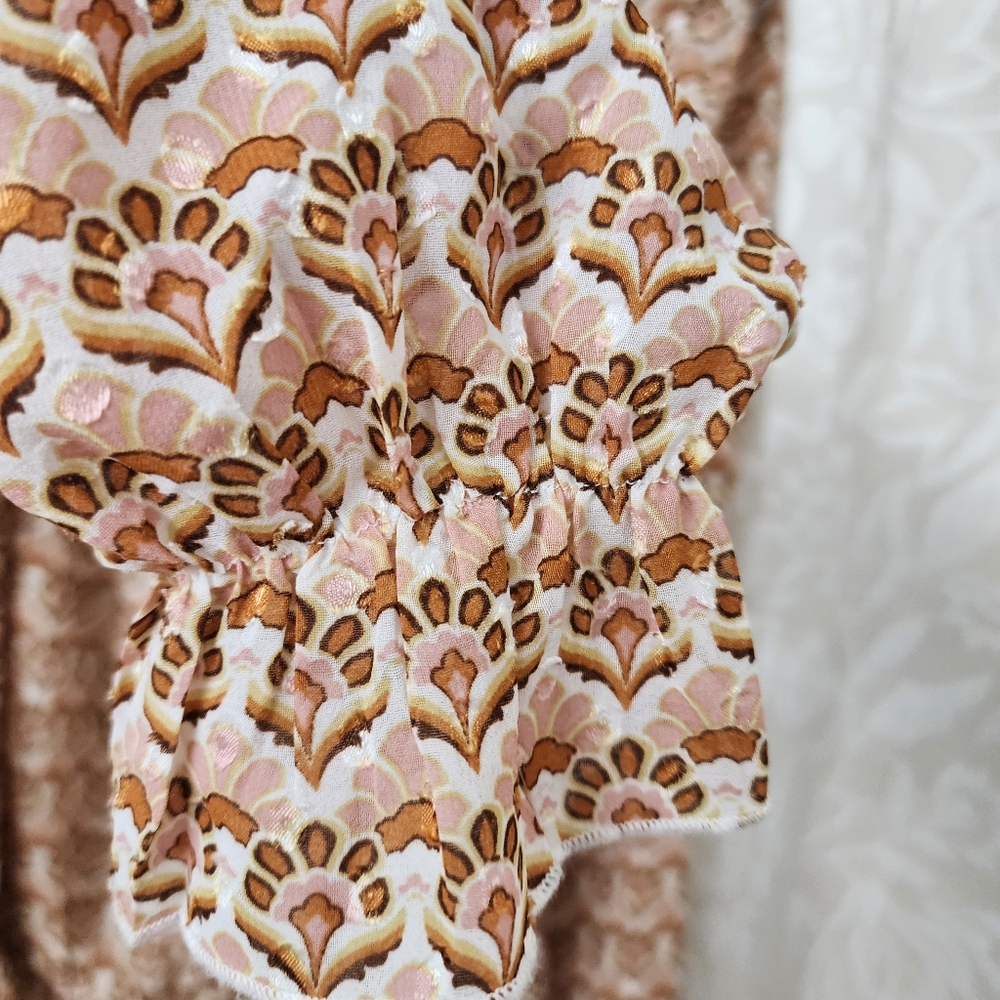 DR2 Tan Smocked Tie Front Blouse. Sizes Small & Medium Fit. - Picture 4 of 7